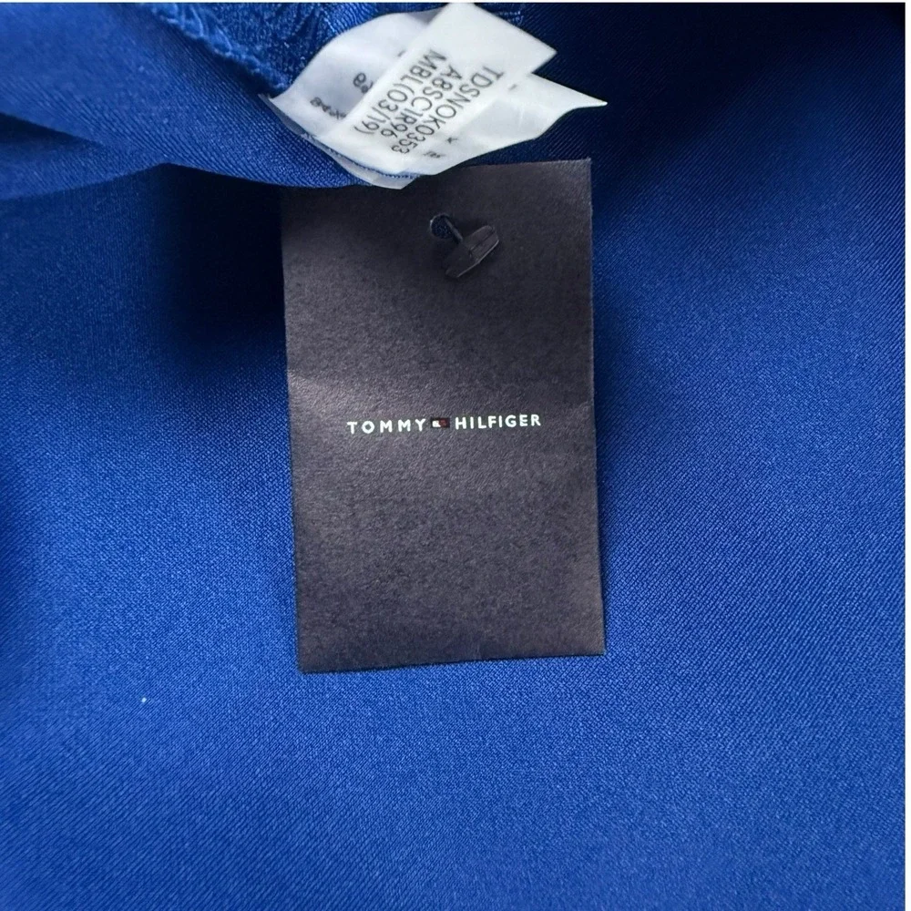 TOMMY HILFIGER Dress Womens 2 Blue Scuba Sheath Grommet Neck  NWT